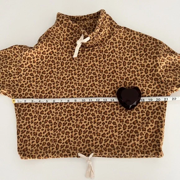 ALTERNATIVE APPAREL MINI LEOPARD ECO FLEECE FUNNEL NECK DRAWSTRING SWEATSHIRT S - Picture 5 of 10